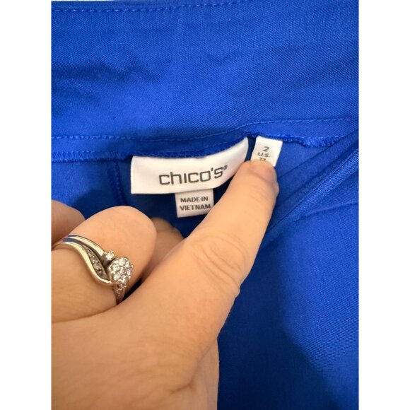 Chicos Capri Pants Womans Blue Cutout Hem Womans 2-12 - Picture 3 of 5